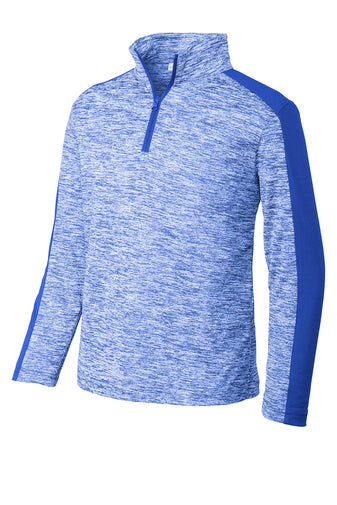 YST397  Sport-Tek ® Youth PosiCharge ® Electric Heather Colorblock 1/4-Zip Pullover